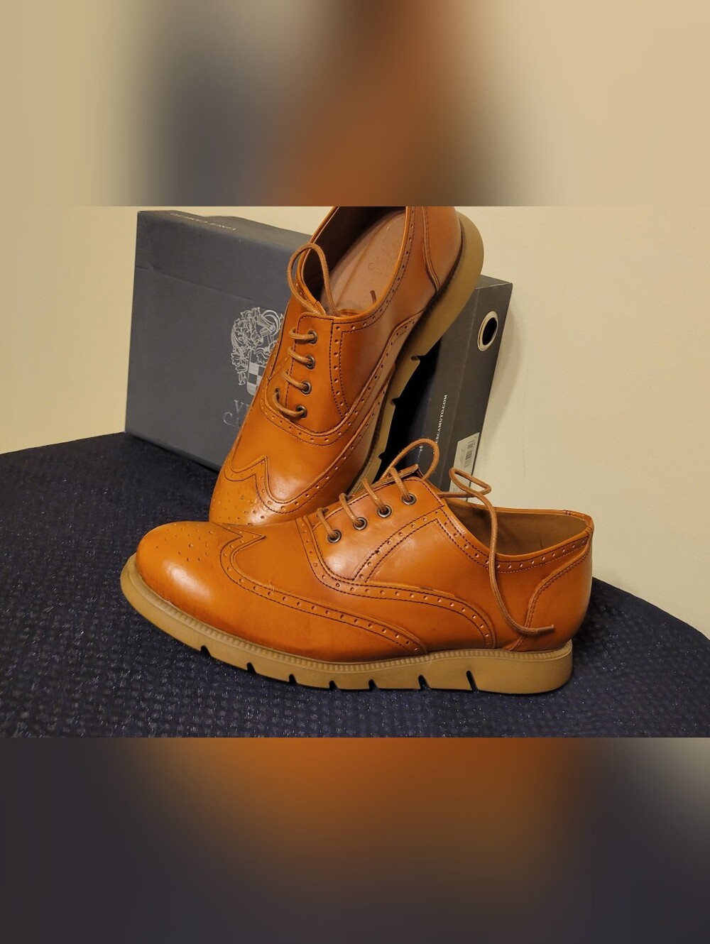 Vince Camuto Tan Leather Wingtip Oxfords